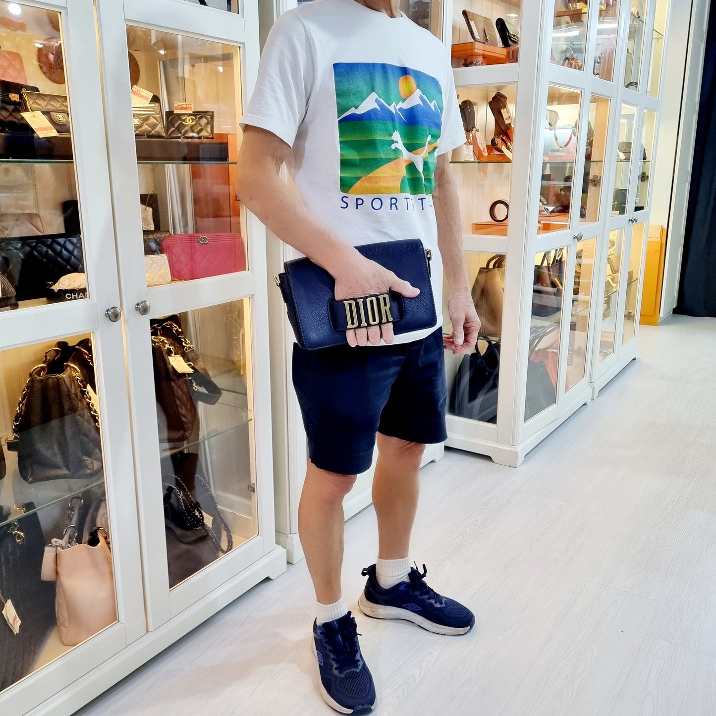 Christian Dior Dio(r)evolution Leather Crossbody Ghw (Navy Blue)