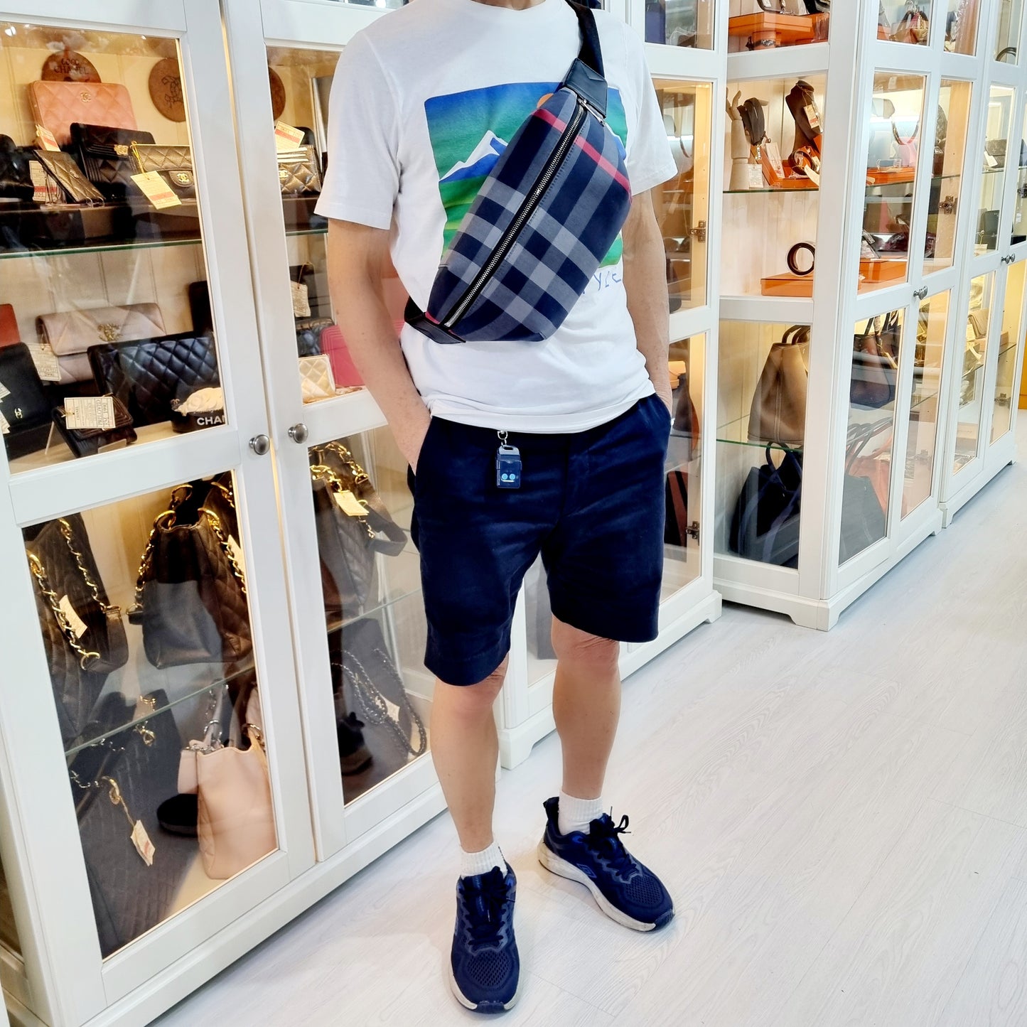 Burberry Sonny Check Bumbag Shw (Navy Blue/Grey)