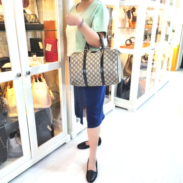 Gucci GG Joy Canvas Boston Bag Ghw (Dark Brown)