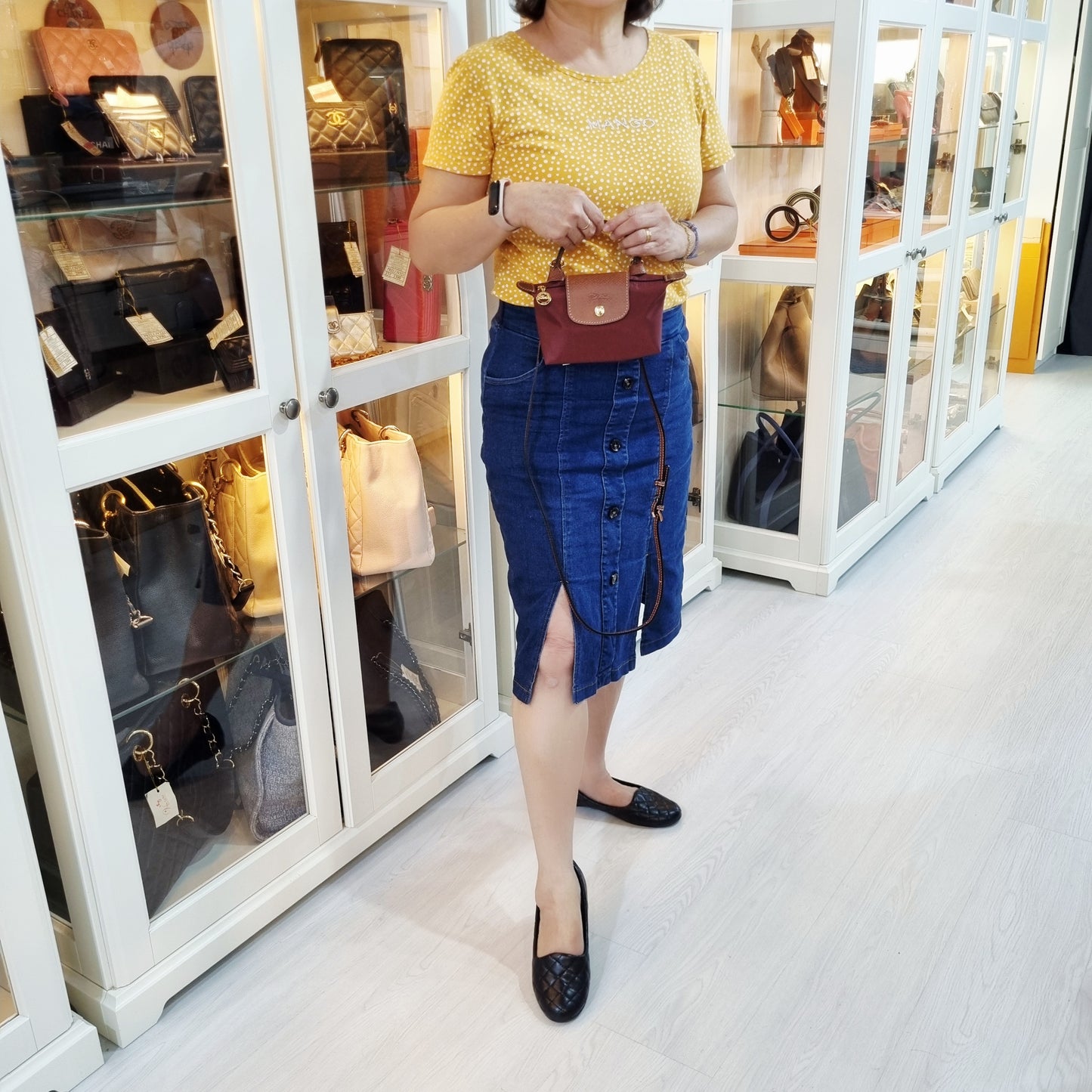 Longchamp Le Pliage Original Recycled Canvas Pouch W/Handle Ghw (Burgundy)