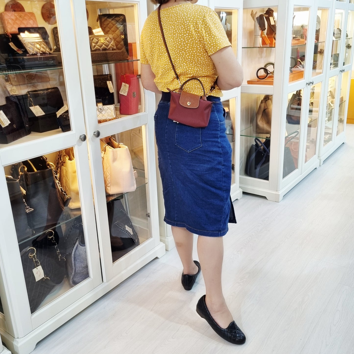 Longchamp Le Pliage Original Recycled Canvas Pouch W/Handle Ghw (Burgundy)