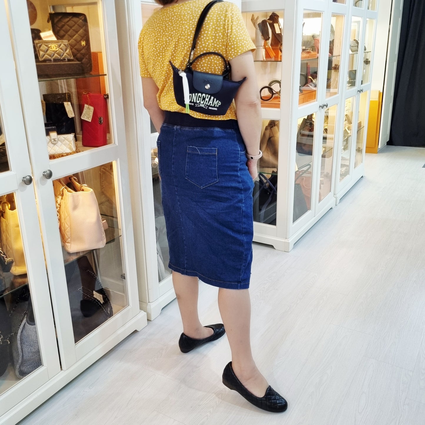 Longchamp Le Pliage Universel Cotton Jersey Pouch W/Handle Shw (Marine/Blue)