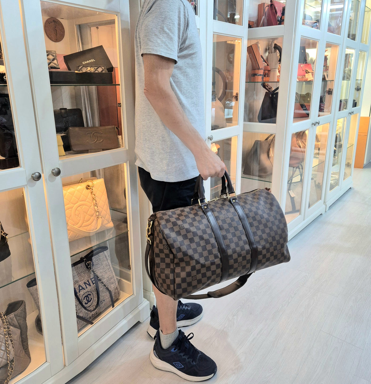 Louis Vuitton Keepall 45B Damier Ebene Ghw