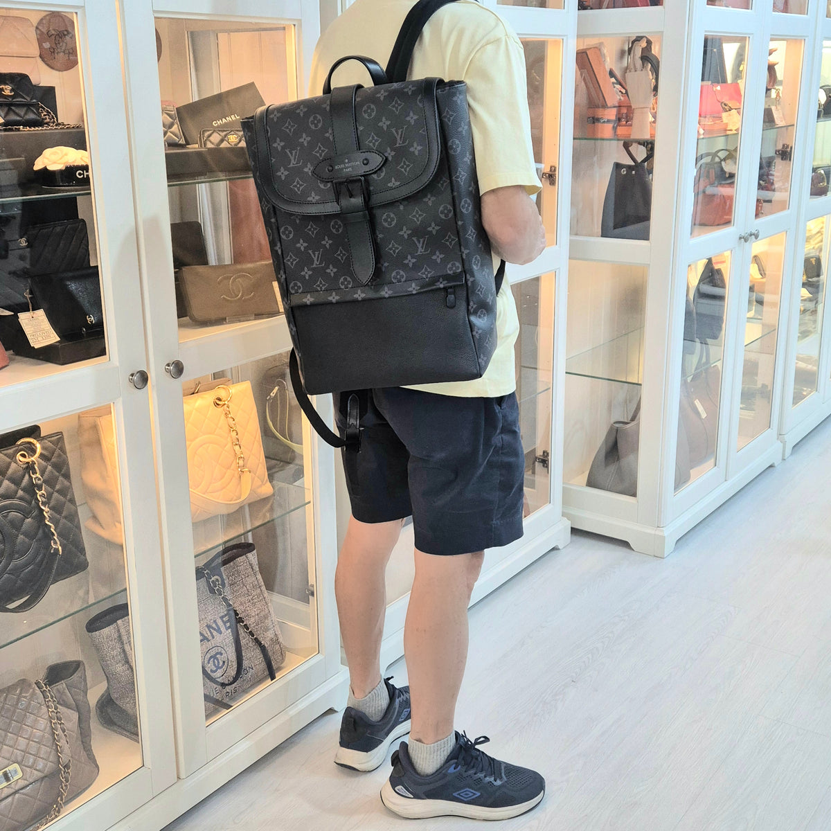 Louis Vuitton Saumur Backpack Monogram Eclipse Matte Black Hw