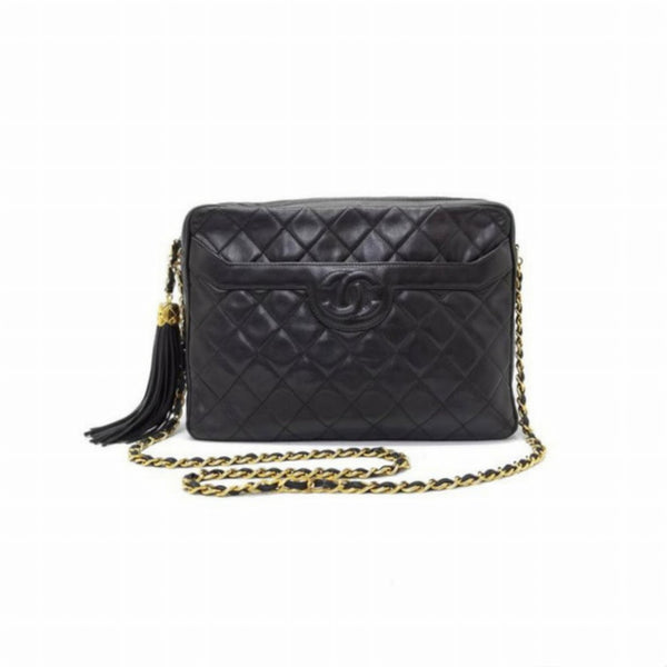 Chanel Vintage Camera Bag Lambskin With Tassle Ghw (Black)