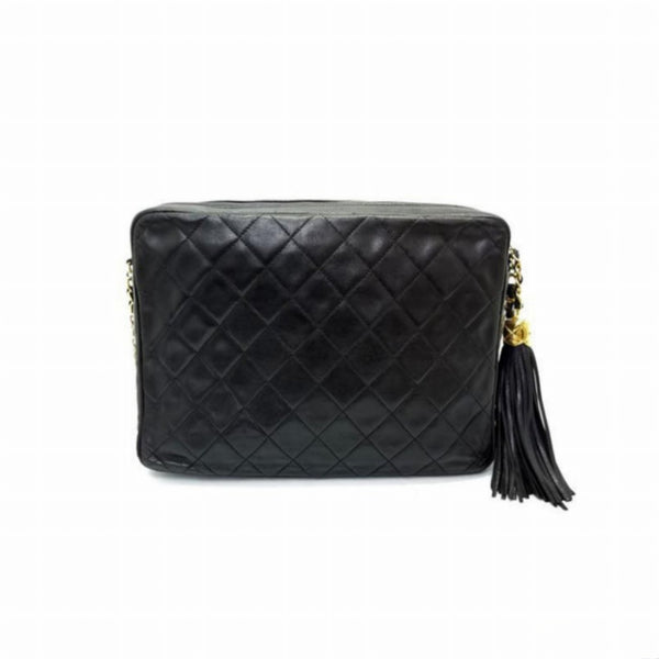 Chanel Vintage Camera Bag Lambskin With Tassle Ghw (Black)