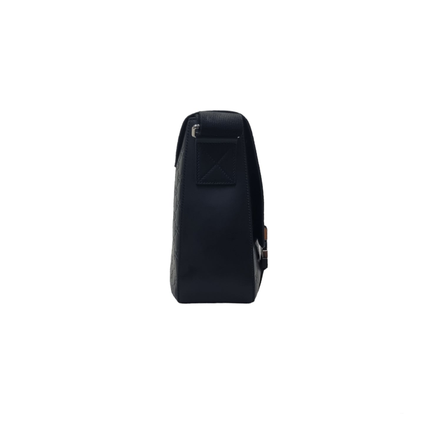 Gucci Signature Leather Messenger Bag Shw (Black)