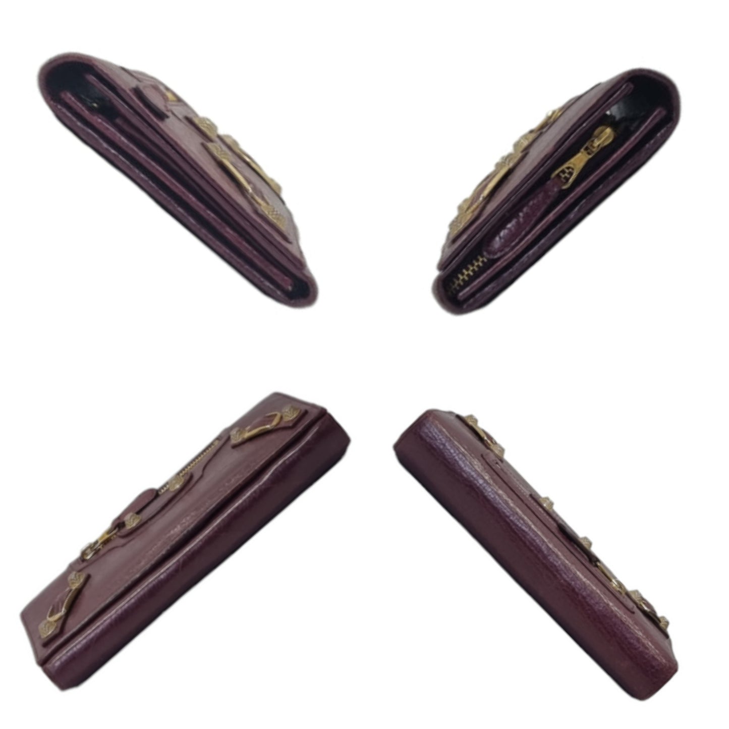 Balenciaga Bifold Continental Leather Long Wallet (Burgundy)