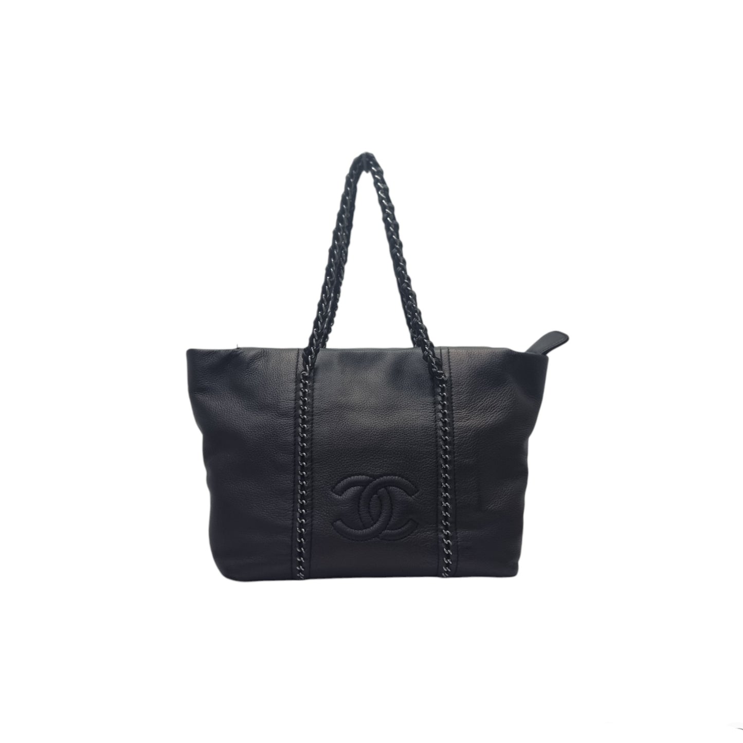 Chanel Luxe Ligne Leather Shoulder Bag Shw (Black)