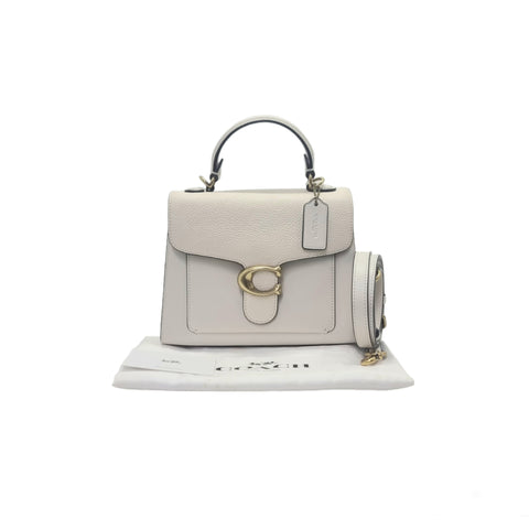 Coach Tabby 20 Top Handle Calf & Pebbled Leather Bronze Hw (Ivory)