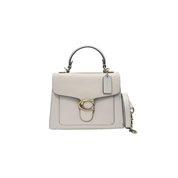 Coach Tabby 20 Top Handle Calf & Pebbled Leather Bronze Hw (Ivory)