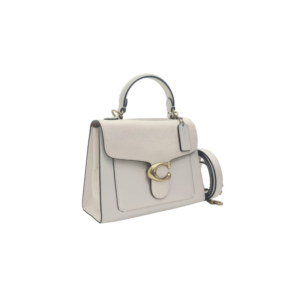 Coach Tabby 20 Top Handle Calf & Pebbled Leather Bronze Hw (Ivory)