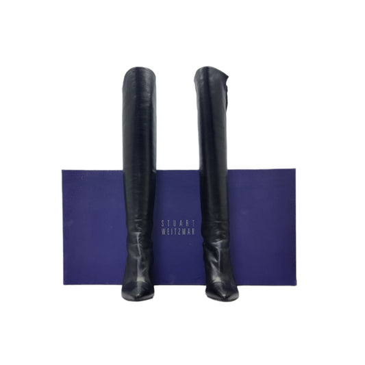 Stuart Weitzman Demivoom Over The Heel Nappa Leather Boots (Black)