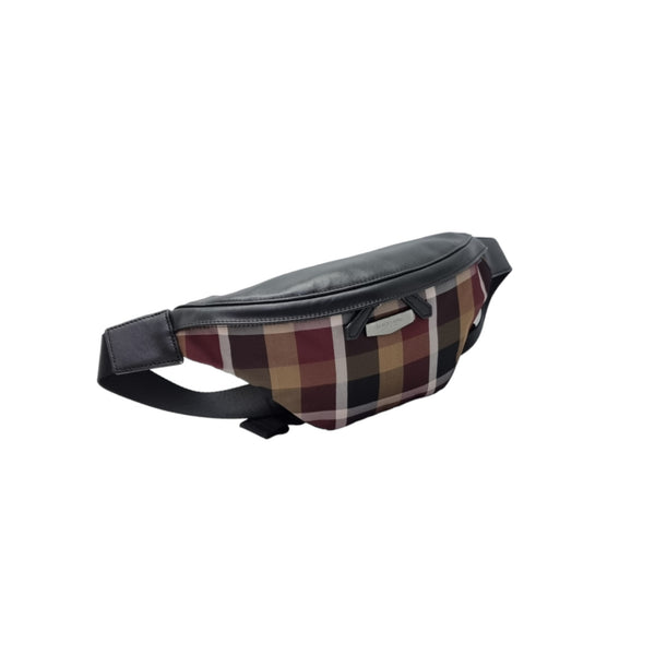 Black Label Crestbridge Check Nylon Cowhide Leather Bumbag Shw (Maroon)