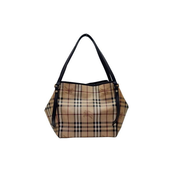 Burberry Haymarket Check Canterbury Canvas Hobo Bag Ghw (Dark Brown)