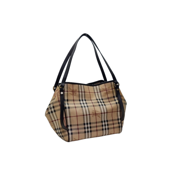 Burberry Haymarket Check Canterbury Canvas Hobo Bag Ghw (Dark Brown)