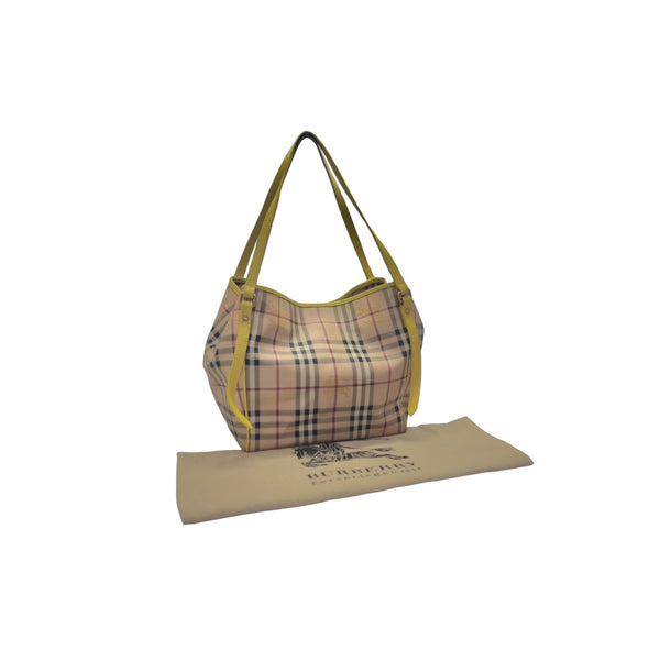 Burberry Haymarket Check Canterbury Canvas Hobo Bag Ghw (Yellow)