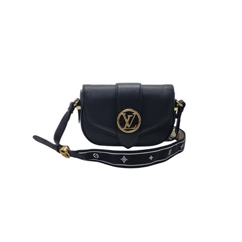 Louis Vuitton Pont 9 Soft MM Grained Calfskin Ghw (Black)