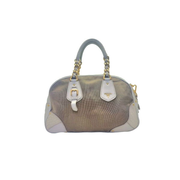 Prada BL0390 Logo Jacquard Canvas Tote Bag Ghw (Brown/Beige)