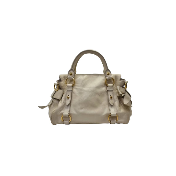 Miu Miu Bow Leather Satchel Ghw (Bianco/Ivory)