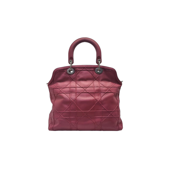 Christian Dior Granville Cannage Quilted Leather Tote Ghw (Red)