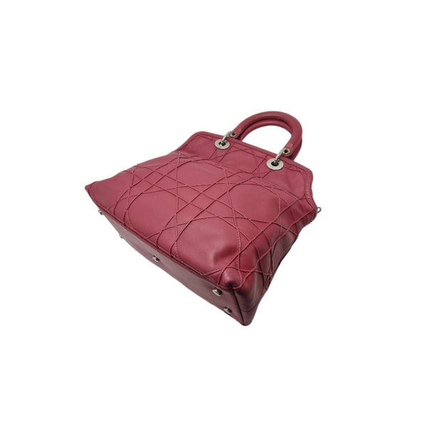 Christian Dior Granville Cannage Quilted Leather Tote Ghw (Red)