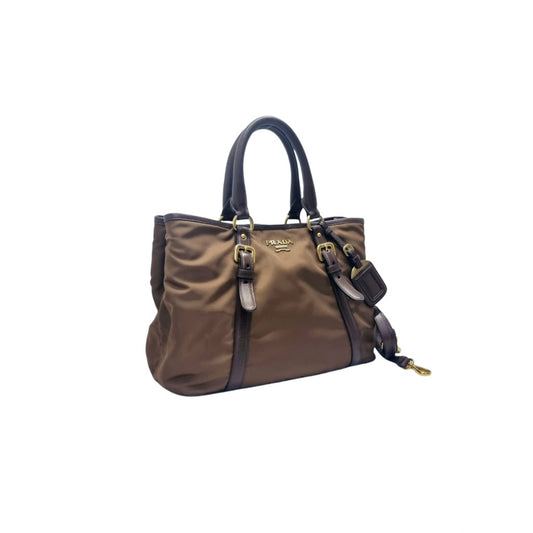 Prada BN2832 Nylon Tote Bag Ghw (Corinto/Brown)