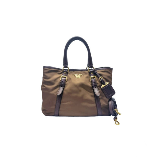 Prada BN2832 Nylon Tote Bag Ghw (Corinto/Brown)