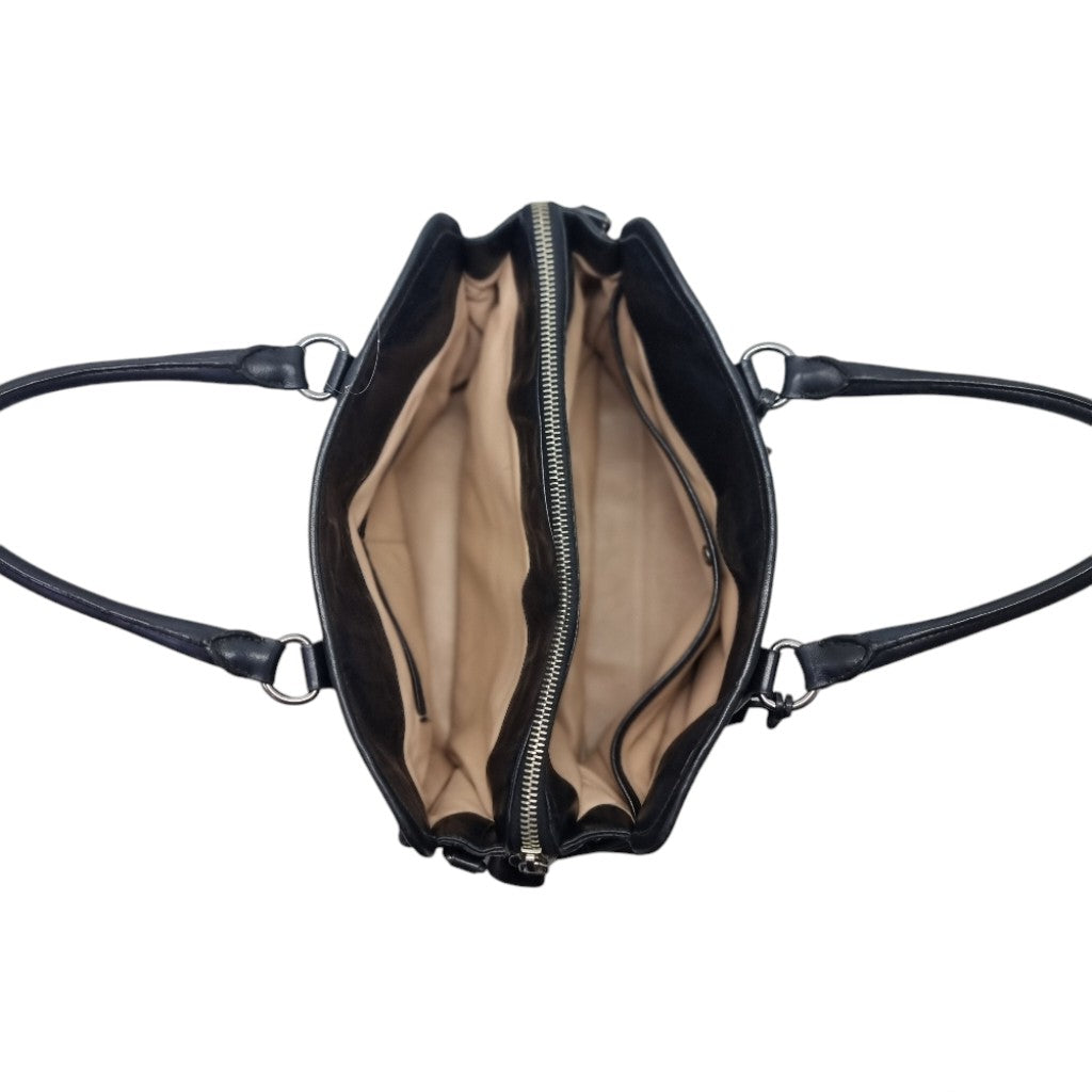 Prada BR3107 Vintage Bauletto Double Stitch Leather Tote Bag Shw (Black)