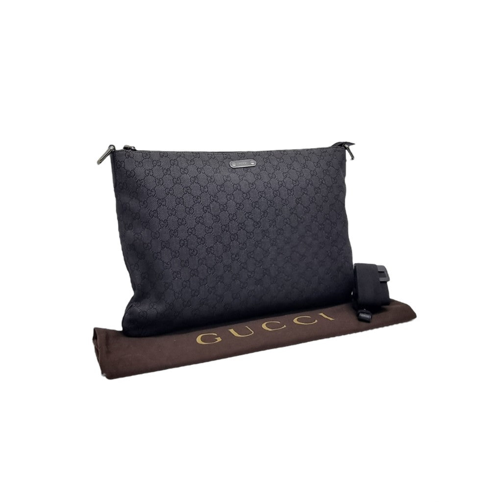 Gucci GG Denim Monogram Messenger Large Bag Shw (Black)