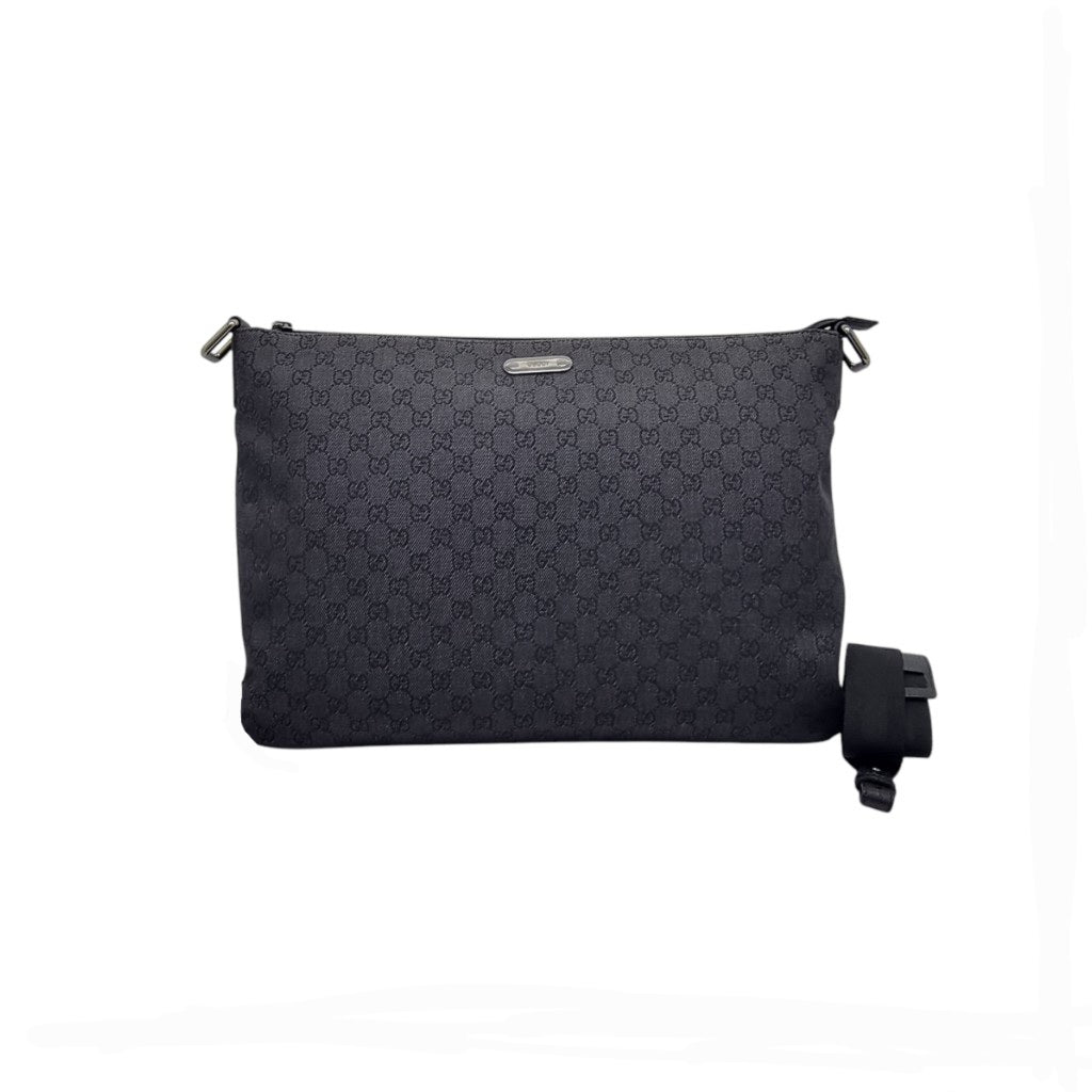 Gucci GG Denim Monogram Messenger Large Bag Shw (Black)
