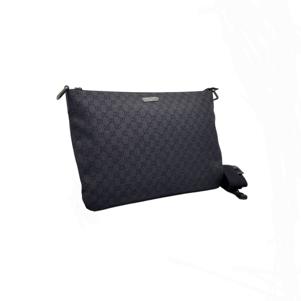 Gucci GG Denim Monogram Messenger Large Bag Shw (Black)
