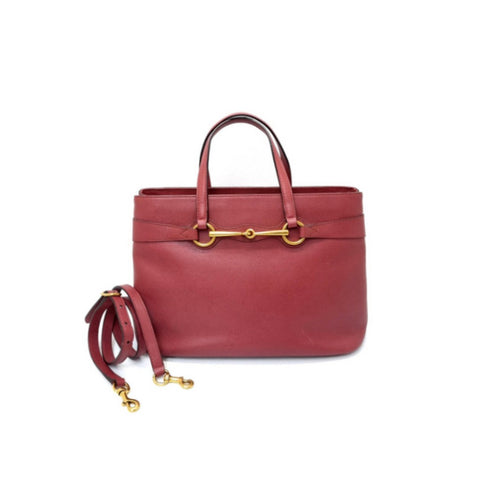 Gucci Bright Bit 2 Way Safiano Leather Tote Bag Ghw (Bordeaux)