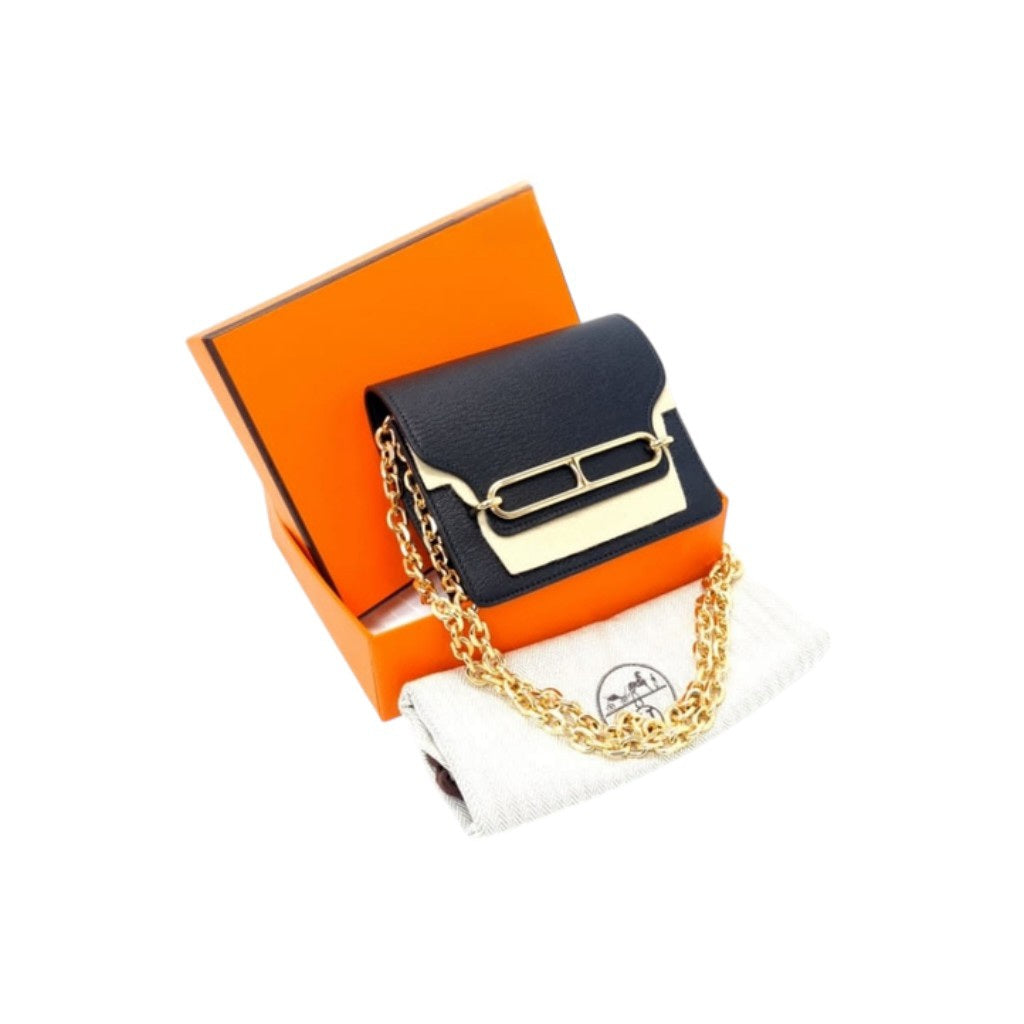 Hermes Roulis Slim Wallet Mysore Goatskin Permabrass Plated Hardware (Black)