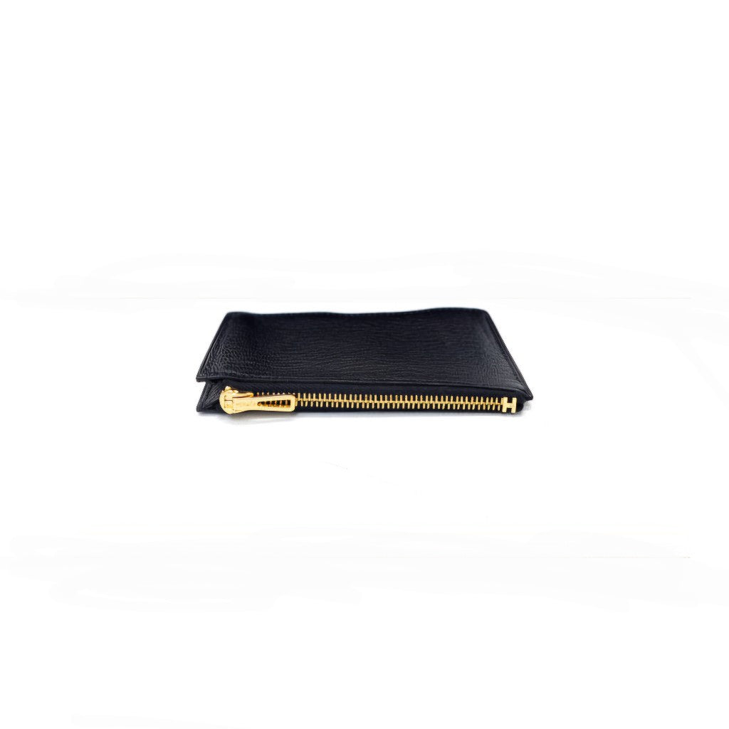 Hermes Roulis Slim Wallet Mysore Goatskin Permabrass Plated Hardware (Black)