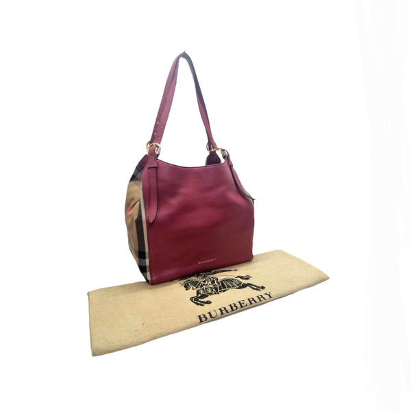 Burberry House Check Derby Canterbury Hobo Bag (Red)