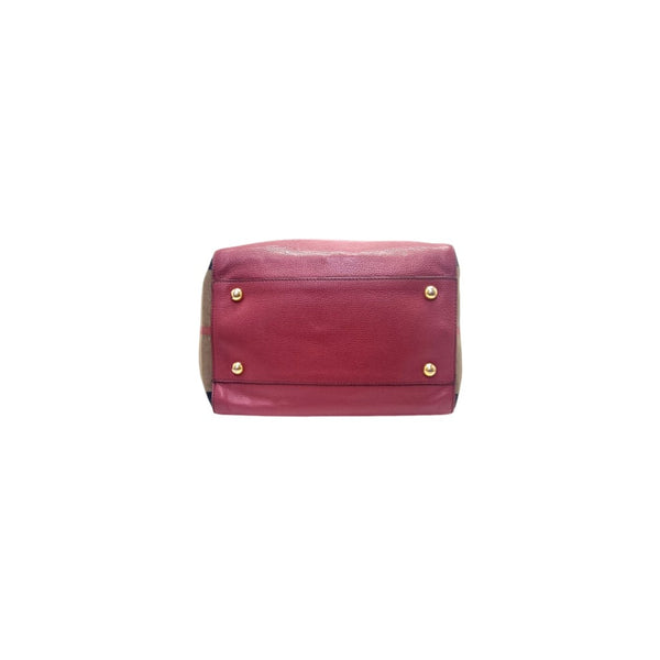 Burberry House Check Derby Canterbury Hobo Bag (Red)