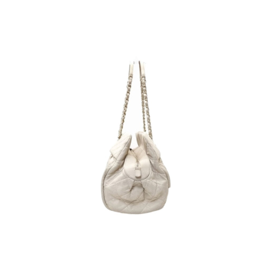 Chanel Chic Quilt Iridescent Calfskin Large Bowling Bag Ghw (Ivory)
