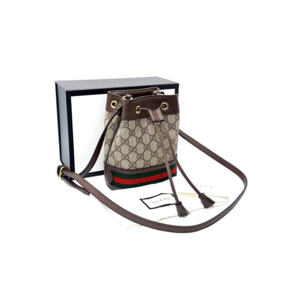 Gucci Ophidia GG Mini Bucket Bag Ghw (Ebony/Brown)