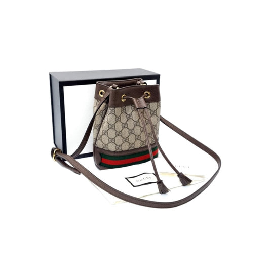 Gucci Ophidia GG Mini Bucket Bag Ghw (Ebony/Brown)