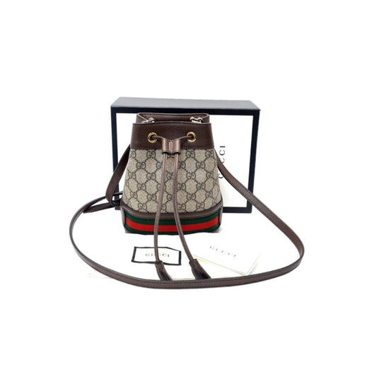 Gucci Ophidia GG Mini Bucket Bag Ghw (Ebony/Brown)