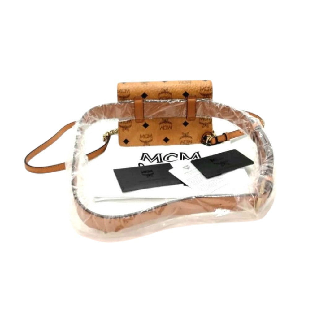 MCM Mini Patricia Coated Canvas Belt Bag Ghw (Cognac Ghw)