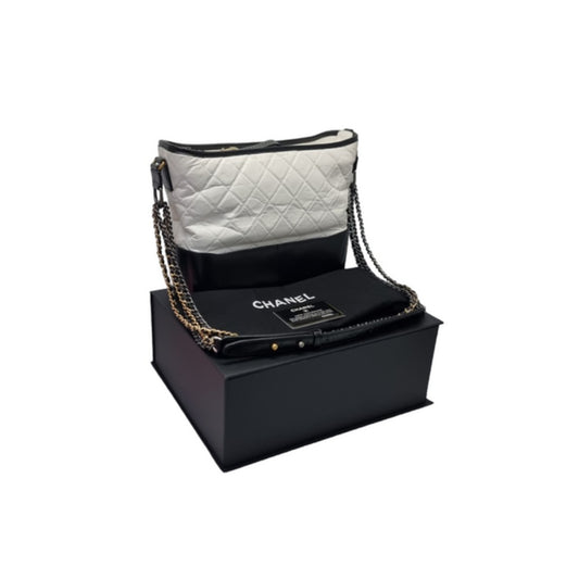 Chanel Gabrielle Medium Calfskin Leather 3 Tone Hardware (White/Black)