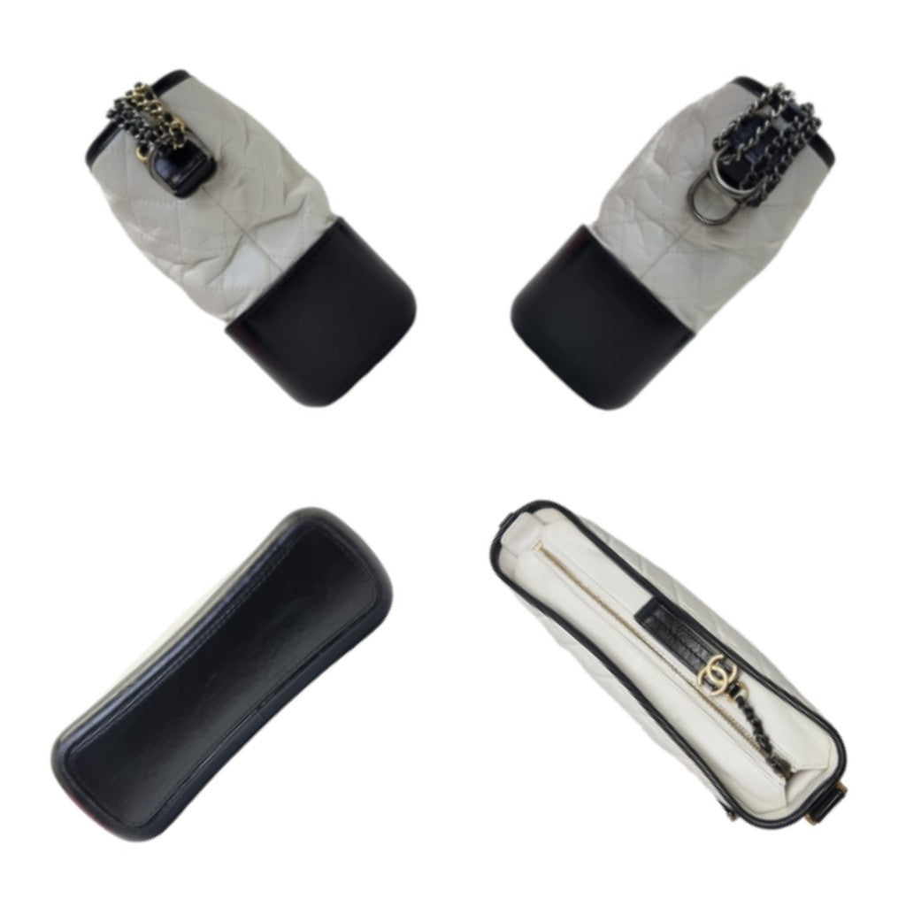 Chanel Gabrielle Medium Calfskin Leather 3 Tone Hardware (White/Black)