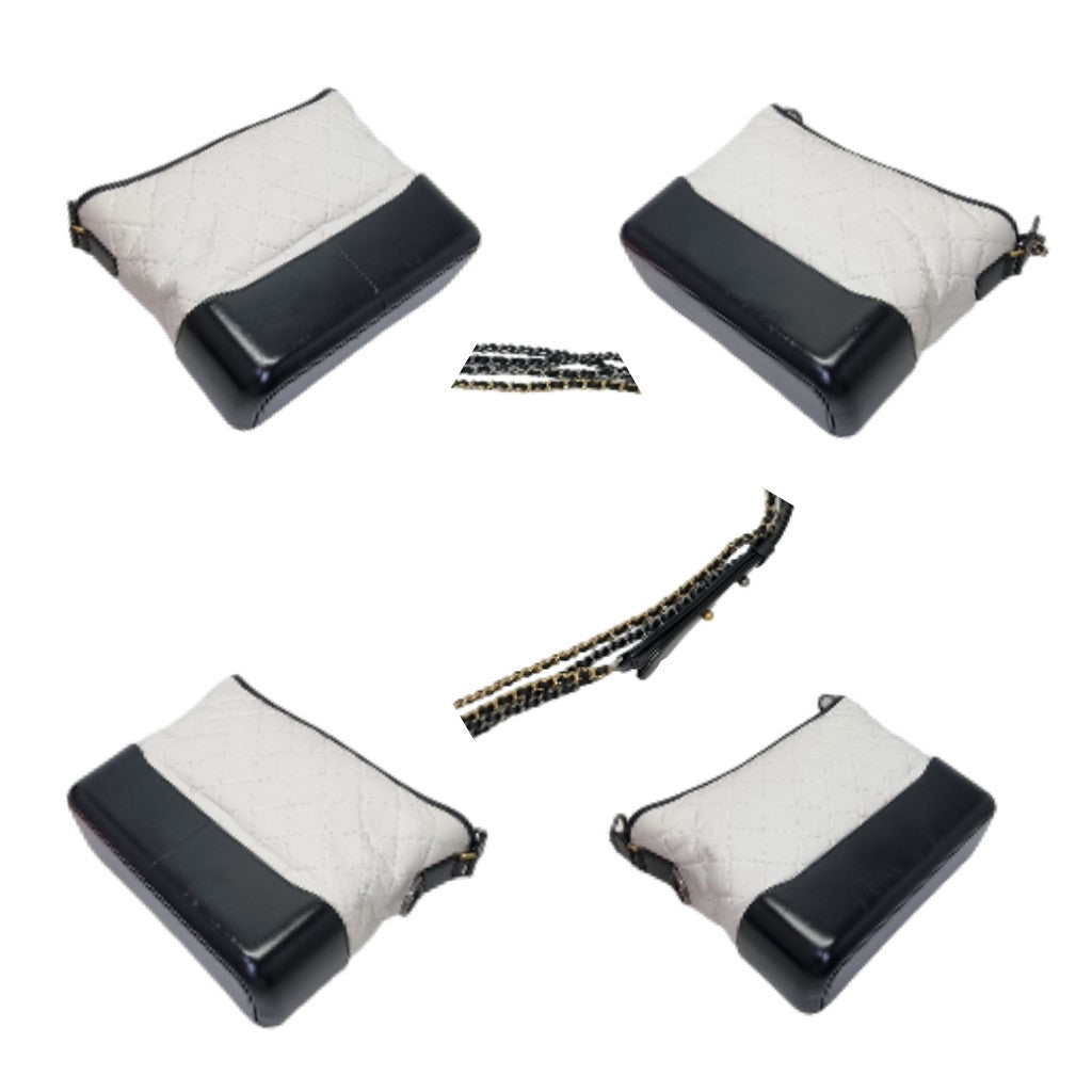 Chanel Gabrielle Medium Calfskin Leather 3 Tone Hardware (White/Black)