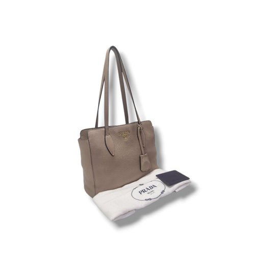 Prada 1BG112 Vitello Phenix Leather Shoulder Bag Ghw (Cameo)