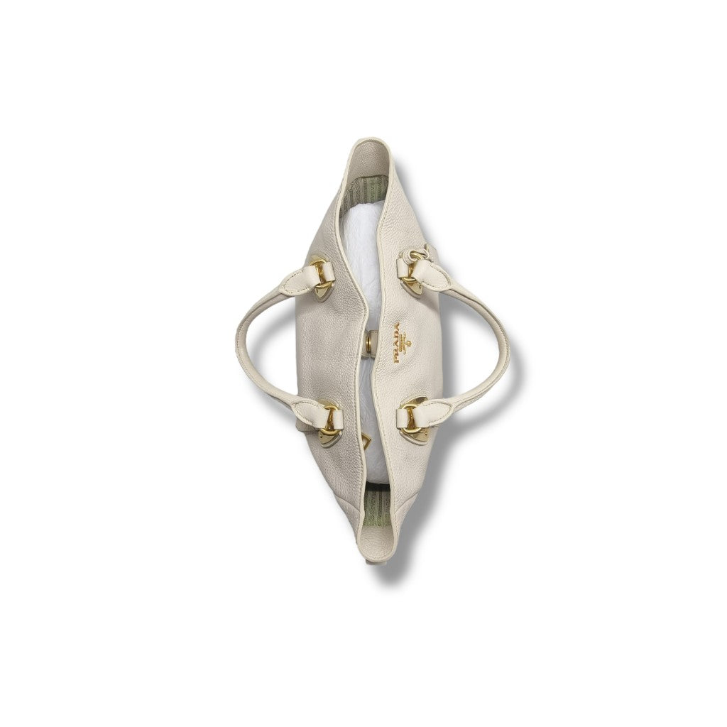 Prada Vitello Daino Tote Bag Ghw (Cream Off White)