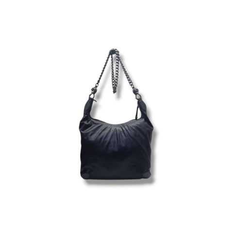 Gucci Galaxy Chain Hobo Leather Bag Rhw (Black)