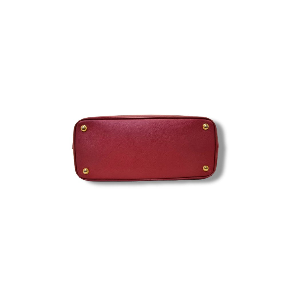 Prada BN1801 Galleria Saffiano Lux Small Double Zip Tote Bag Ghw (Fuoco/Red)