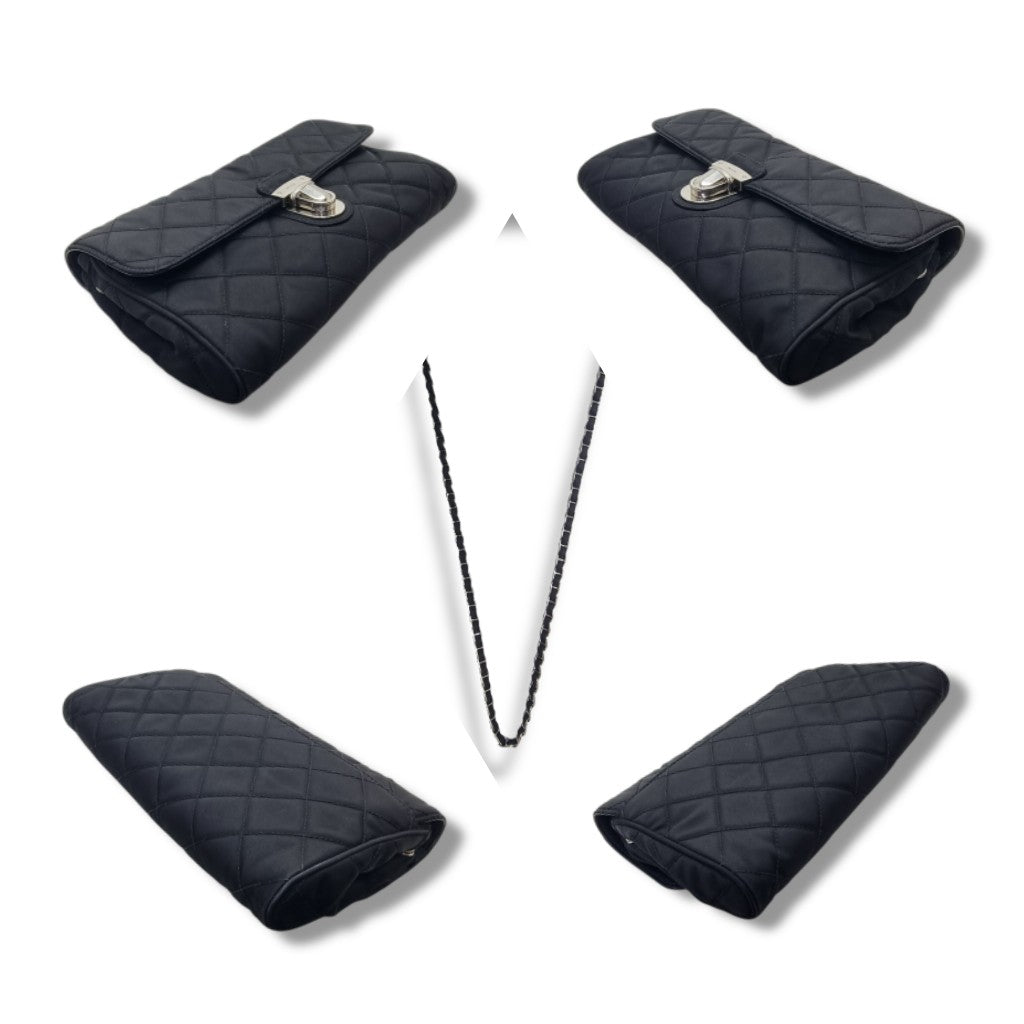 Prada BP0584 Nylon Quilted Crossbody Shw (Black)